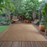 Ayyildiz Hali Ayyildiz Tapis d’extérieur terrasse Beige 160x230 cm Outdoor Indoor Salon Cuisine et au Design Moderne Aspect Jute Naturel en Polypropylène