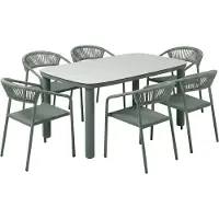 Oviala Table de jardin aluminium 150x90 cm et 6 chaises textilène vert - Nocera