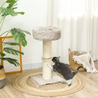SUGIFT Arbre à chat avec poteau à griffer en sisal épais, lit en peluche, arbre à griffer, marron | 45 x 45 x 87 cm | jusqu'à 6 kg | aggloméré et polyester