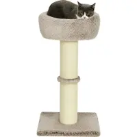 SUGIFT , lit en peluche pour chat, arbre à chat avec poteaux en sisal épais, griffoir, couleur marron | Panneau de particules et polyester | Jusqu'à 6 kg | 45 x 45 x 87 cm