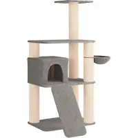 vidaXL Arbre à chat avec poteaux à griffer en sisal, gris clair, 173 cm