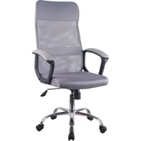 CasaDolce Casa Vital chaise de bureau JARANA, grise, 60x66x108/118 cm, pivotante et réglable en hauteur, tissu résille, accoudoirs fixes, piétement chromé, charge maximale 100 kg