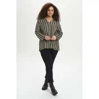 KAFFE CURVE Chemisier 'Sida' kaki / blanc