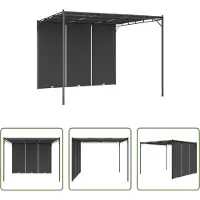 The Living Store Pavillon de jardin avec rideau latéral 3x3x2,25 m Anthracite