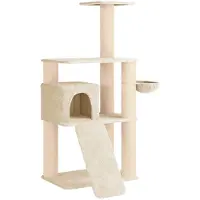 vidaXL Arbre à chat avec poteaux à griffer en sisal, couleur crème, 173 cm