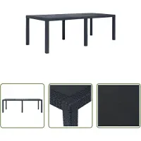 The Living Store Table de jardin anthracite 220 x 90 x 72 cm plastique aspect rotin