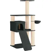 vidaXL Arbre à chat avec poteaux à griffer en sisal, gris foncé, 173 cm