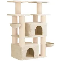 vidaXL Arbre à chat avec 2 poteaux à griffer en sisal, couleur crème, 147 cm