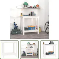 The Living Store Établi blanc 80x50x80 cm pin massif