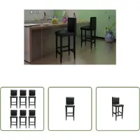 The Living Store Tabourets de bar 6 pcs. Simili cuir noir