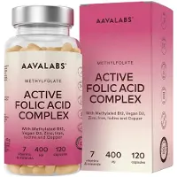 Aavalabs Acide folique actif 5-MTHF | Grossesse et protection cellulaire | 120 gélules