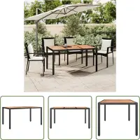 The Living Store Table de jardin avec plateau en bois noir Poly rotin & bois d'acacia