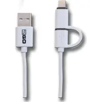 2GO 795637 2 in 1 USB Ladekabel-weiss-100cm für Micro-USB & Apple