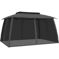 vidaXL Pavillon avec double toit & parois en filet Anthracite 3,93x2,93m Acier