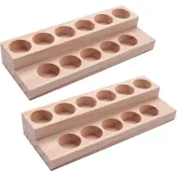 Semoic 2X Plateau D'Huile Essentielle En Bois 11 Trous Bois Fait Main Station Pour Bouteilles de 5-15 Ml
