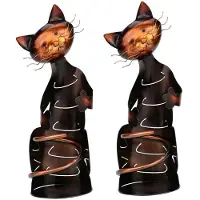 Jojomino 2 PièCes Chat Porte-Bouteille de Vin en Forme de Chat Support de Vin Support en MéTal DéCoratif Chat Porte-Bouteille de Vin Sculpture