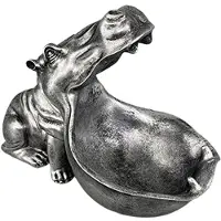 Jojomino Statue D'Hippopotame en Résine pour la Maison, Figurine D'Hippopotame, Plat à Bonbons Amusant, Bol à Clés, Sculpture à Bouche, Décoration