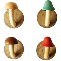 Jojomino PatèRe Champignon en Bois Amusant, Crochet en Bois Massif Non Perforé, Crochet de Porte de Vestiaire de Cuisine Salle de Bain