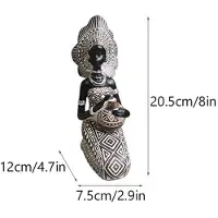 Jojomino Statue en RéSine DéCor Figurines RéTro Femmes Africaines Tenant des Pots de Poterie Maison Chambre Bureau Articles de Collection, Or