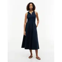Tommy Hilfiger Robe 'Gold-tone Button Sleeveless Maxi' bleu marine