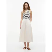 Tommy Hilfiger Robe 'Gold-tone Button Sleeveless Maxi' crème / bleu marine