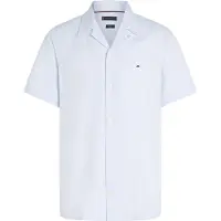 Tommy Hilfiger Dobby Linen Short Sleeve Shirt Bleu L Homme