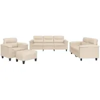 vidaXL Ensemble de canapés 4 pièces avec coussins Beige Tissu microfibre