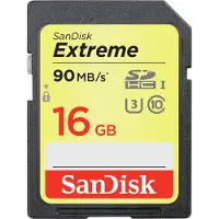 SanDisk - Cartes mémoire SDHC Extreme 16 Go jusqu'à 90 Mo/s, Classe 10, U3
