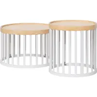 Vicco Set de tables basses Enara Bambou/Blanc xcm, avec 2 pièces, Model 59857