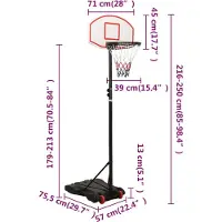 vidaXL Pied de basket-ball blanc 216-250 cm polyéthylène