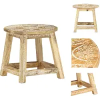 vidaXL Tabouret peint à la main 38×38×35 cm Bois massif de manguier - Tabouret de bar