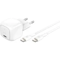 Belkin Chargeur Rapide Usb-c 30 W Avec Power Delivery Pps Et Câble 1 M - Blanc