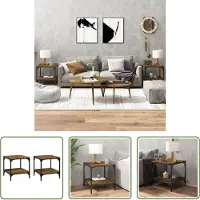 The Living Store Tables d'appoint 2 pcs. Chêne fumé 40x40x40 cm Bois composite
