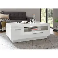 IMV Table basse de salon Meran 110 x 65 cm, blanc brillant, style moderne
