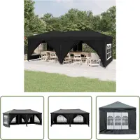 The Living Store Tente de réception pliable avec parois latérales Noir 3x6 m