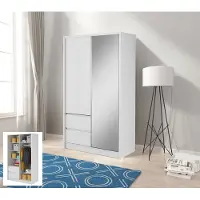 Feldmann-Wohnen Armoire à portes battantes et coulissantes, penderie, tiroirs, miroir - longueur et couleur au choix