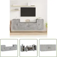 The Living Store Ensemble de 3 meubles TV en bois gris béton