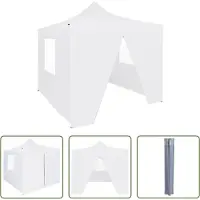 The Living Store Tente de réception professionnelle Pliable avec 4 parois latérales 3×3m Acier blanc