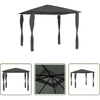 The Living Store Pavillon avec couvertures de poteaux 3x3x2,6 m Anthracite 160 g/m