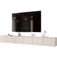 Idohome TV-Lowboard Angel 300 cm Cachemire - armoire TV, salon, meuble TV, meuble média, armoire suspendue avec éclairage LED, Push-to-Open