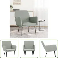 The Living Store fauteuil gris clair 62x79x79 cm velours