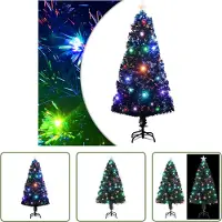 The Living Store Arbre de Noël artificiel avec support/LED 120 cm Fibre optique