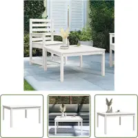 The Living Store Table de jardin blanche 82,5x82,5x45 cm pin massif