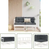 The Living Store Canapé d'angle avec coussins 2 pcs. Blanc Pin massif