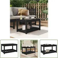 The Living Store Table de jardin noire 82,5x50,5x45 cm pin massif