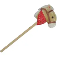 Teddies Cheval en peluche de 80 cm sur tige, à piles, avec sons, beige, dans un sac