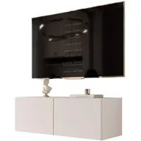 Idohome TV-Lowboard Angel 100 cm Cachemire mat - armoire TV, salon, meuble TV, meuble média, armoire suspendue avec éclairage LED, Push-to-Open