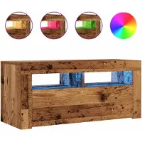 vidaXL Armoire TV avec lampes LED imitation vieux bois 90x35x40 cm