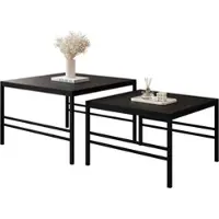 Idohome Table basse moderne FORMA 2en1 pour le salon avec structure en métal Table basse de salon Table de salon Noir / Noir mat