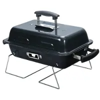 Relaxdays Barbecue de table , barbecue pliable et portable, dimensions : 36 x 56 x 30,5 cm, système de ventilation, couvercle, barbecue de camping, acier, noir